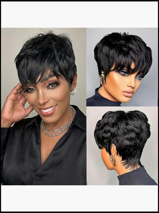 Short Pixie Cut Wig Human Hair Glueless Full Machine Made Wear and Go Styling main image 6